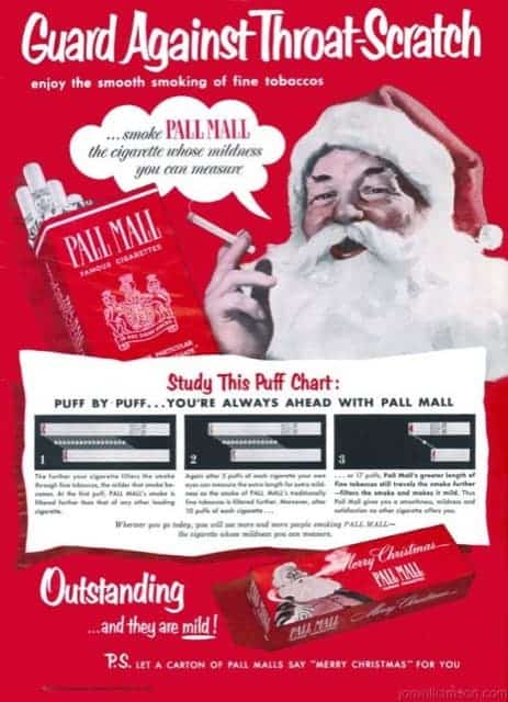 As piores propagandas de Natal de todos os tempos - Cigarros Pall Mall